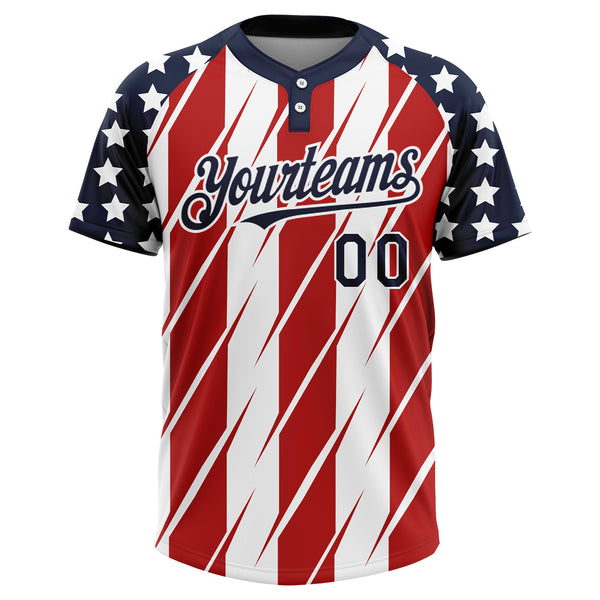 Custom Red Navy-White 3D American Flag Fashion Two-Button Unisex Softball  Jersey Sale – UKSN INC