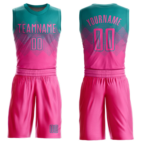 Custom Basketball Jersey Pink Teal Stitched