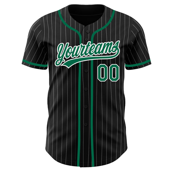 Custom White Kelly Green Pinstripe Pink-Kelly Green Authentic Baseball  Jersey