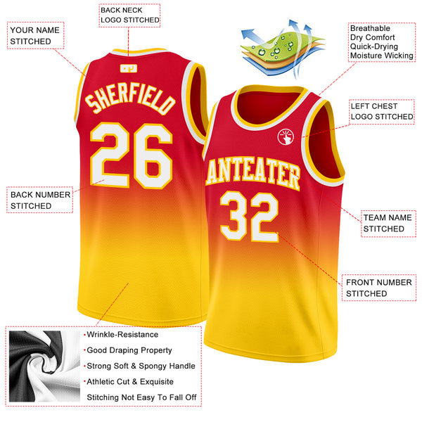 Custom Red White-Gold Authentic Fade Fashion Basketball Jersey Sale – UKSN  INC