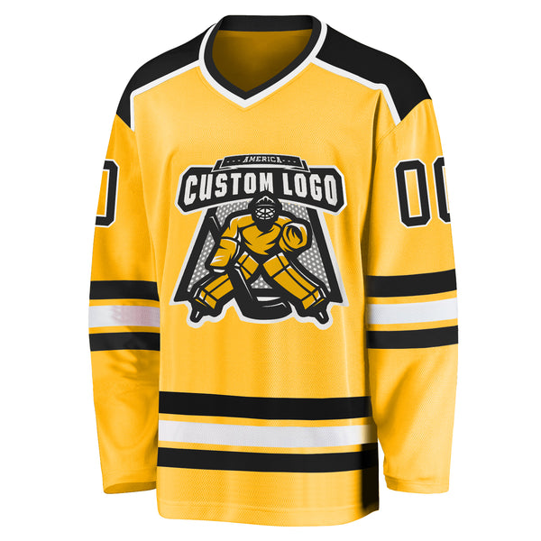 Custom Gold Black-White Hockey Jersey Sale – UKSN INC