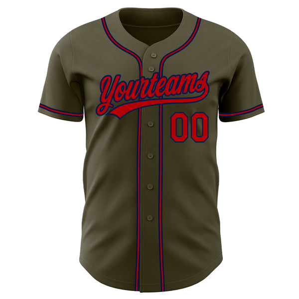 Custom Olive City Cream Pinstripe Black Authentic Salute To Service  Baseball Jersey Discount