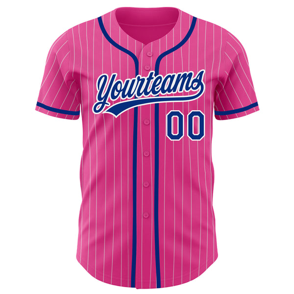 Custom Baseball Jersey Pink White Pinstripe Kelly Green-White Authentic Men's Size:XL