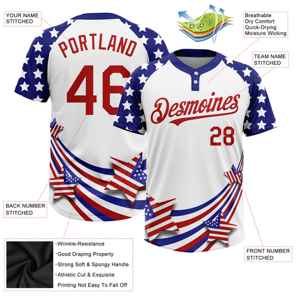 Custom Navy Red-White Authentic American Flag Fashion Baseball Jersey Men's Size:XL