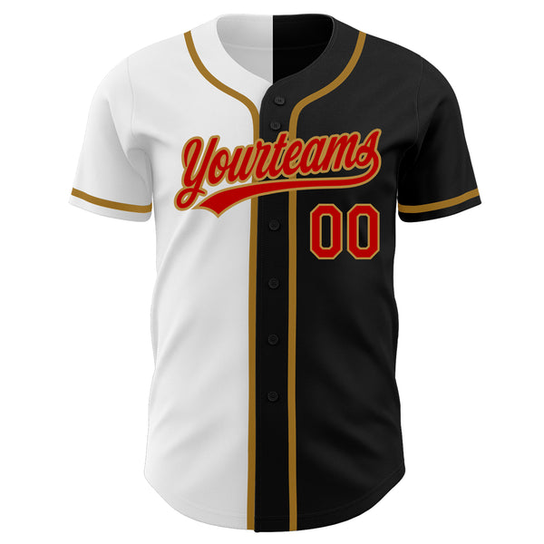 Custom Black Red White-Old Gold Authentic Split Fashion Baseball Jersey  Sale – UKSN INC