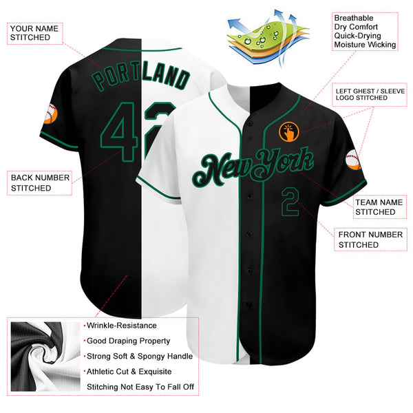 Make Your Own Custom White Black Kelly Green Authentic Split Fashion Baseball  Jersey Sale Online – UKSN INC