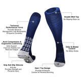 Grip Soccer Socks Anti Slip Non Slip Cushion Over-the-Calf Athletic Socks for Football Sports