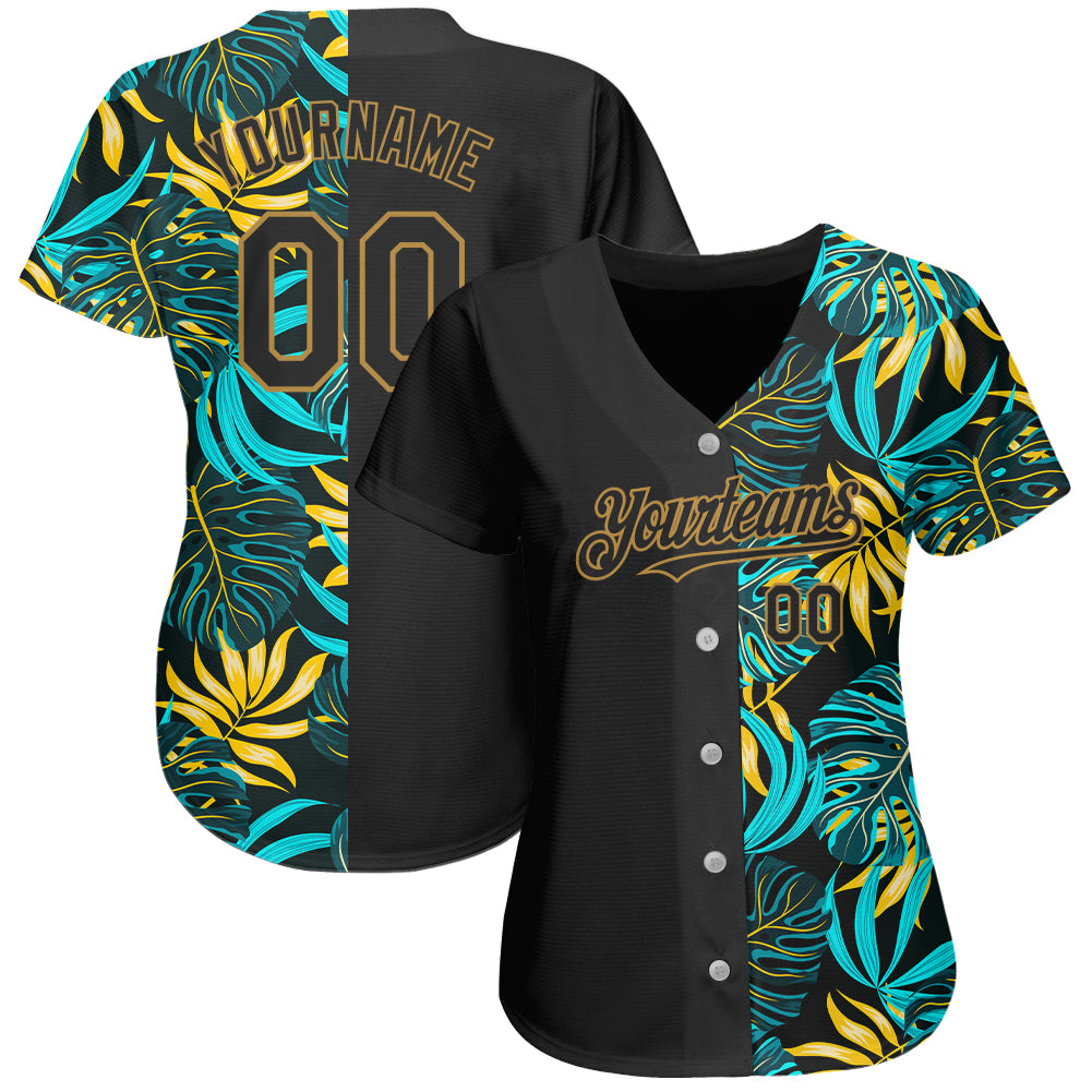 Custom Gold Gold-Black 3D Pattern Design Authentic Baseball Jersey