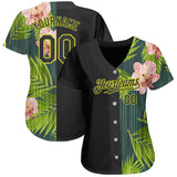 Custom Black Black-Neon Green Authentic Baseball Jersey Discount