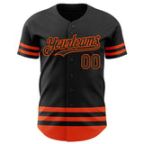 Custom Black Orange Line Authentic Baseball Jersey