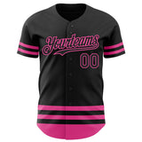 Custom Black Pink Line Authentic Baseball Jersey