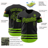 Custom Black Neon Green Line Authentic Baseball Jersey