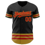 Custom Black Red-Old Gold Line Authentic Baseball Jersey