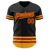 Custom Black Red-Gold Line Authentic Baseball Jersey