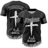 Custom Black White-Gray 3D Pattern Design Religion Cross Jesus Christ Ash Wednesday Authentic Baseball Jersey