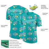 Custom Aqua White 3D Pattern Design Hawaii Style Pineapple Performance T-Shirt