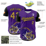 Custom Purple Old Gold-Black 3D Pattern Design Football Helmet Authentic Baseball Jersey