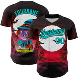 Custom Black Lakes Blue-Green 3D Halloween Authentic Baseball Jersey