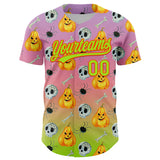 Custom Light Purple Neon Green Light Pink-Orange 3D Halloween Authentic Fade Baseball Jersey