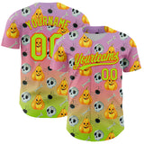 Custom Light Purple Neon Green Light Pink-Orange 3D Halloween Authentic Fade Baseball Jersey