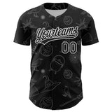 Custom Black White 3D Halloween Authentic Baseball Jersey