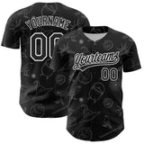 Custom Black White 3D Halloween Authentic Baseball Jersey