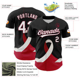 Custom Black White-Crimson 3D Head And Neck Cancer Ribbon Authentic Baseball Jersey