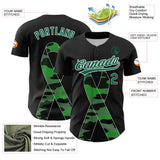 Custom Black Kelly Green-White 3D Liver Cancer Ribbon Authentic Baseball Jersey