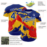 Custom Royal Yellow-Fire Red 3D Venezuela Venezuelan Flag Authentic Baseball Jersey