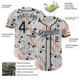 Custom White Black Comic Doodle Ballgame 3D Pattern Design Authentic Baseball Jersey