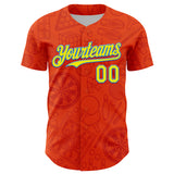 Custom Orange Light Yellow-Electric Blue Comic Doodle Ballgame 3D Pattern Design Authentic Baseball Jersey