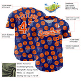 Custom Royal Orange-White Comic Doodle Ballgame 3D Pattern Design Authentic Baseball Jersey