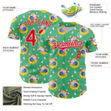 Custom Green Fire Red-White Comic Doodle Ballgame 3D Pattern Design Authentic Baseball Jersey