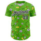 Custom Aurora Green Black-White Comic Doodle Ballgame 3D Pattern Design Authentic Baseball Jersey