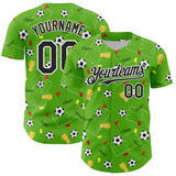 Custom Aurora Green Black-White Comic Doodle Ballgame 3D Pattern Design Authentic Baseball Jersey