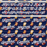 Custom Navy White Comic Doodle Ballgame 3D Pattern Design Authentic Baseball Jersey