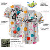 Custom White Black Comic Doodle Ballgame 3D Pattern Design Authentic Baseball Jersey