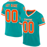 Custom Aqua Orange-White Mesh Authentic Throwback Football Jersey