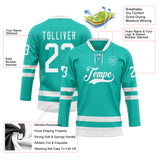 Custom Aqua White Hockey Lace Neck Jersey