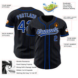 Custom Black Royal Pinstripe Royal-White Authentic Baseball Jersey