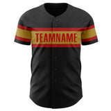 Custom Black Old Gold-Red Authentic Baseball Jersey