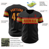 Custom Black Old Gold-Red Authentic Baseball Jersey