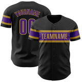 Custom Black Purple-Old Gold Authentic Baseball Jersey