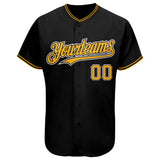 Custom Black Gold-White Authentic Baseball Jersey