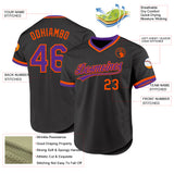 Custom Black Purple-Orange Authentic Throwback Baseball Jersey