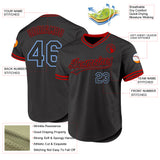 Custom Black Light Blue-Red Authentic Throwback Baseball Jersey