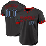 Custom Black Light Blue-Red Authentic Throwback Baseball Jersey