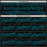 Custom Black Teal Authentic Throwback Baseball Jersey