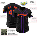 Custom Black Orange-Purple Authentic Baseball Jersey