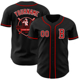 Custom Black Red-White Authentic Baseball Jersey